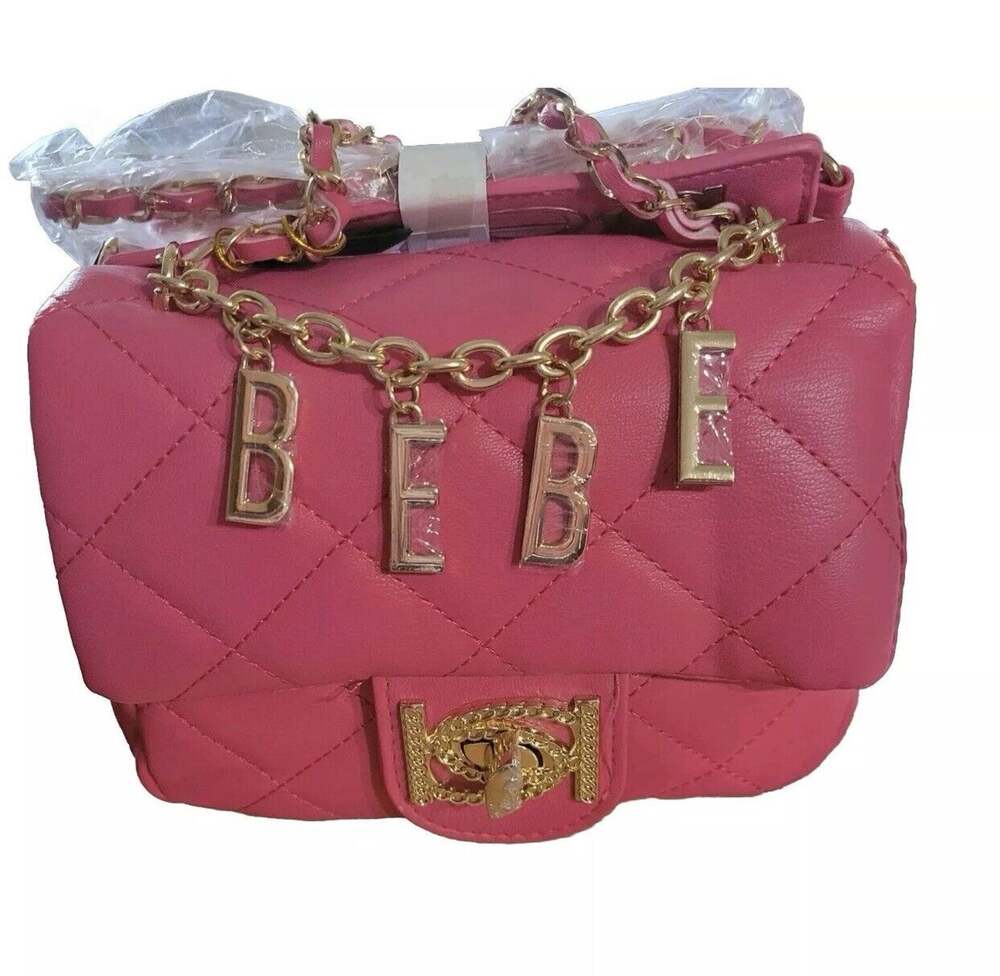 Bebe Barbie Pink Wyatt Shoulder Bag In Hot Pink Gold Gypsy Colorful Charms NEW
